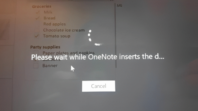 Please Wait While Onenote Inserts the D
